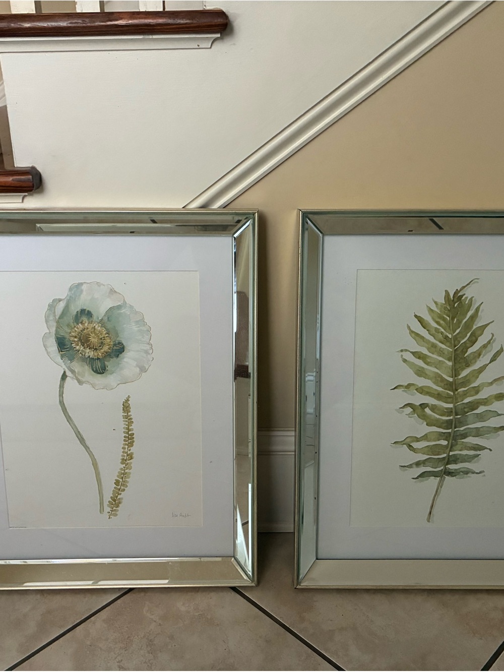 Source Unknown Botanical Wall Art - Green and Cream Floral Prints